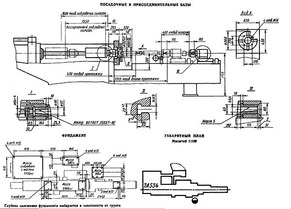 Габарит робочого простору протяжного верстата 7А534